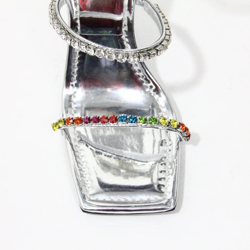 Nine West Heels New Women Square Toe Shoe Rainbow crystals sz 8